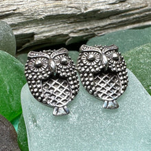 Load image into Gallery viewer, Owl Stud Earrings, Barn Owl Earrings, Silver Post Earrings, Norse Jewelry, Owl Gift, Nature Jewelry, Bird Lover Gift, Girl's Pagan Earrings