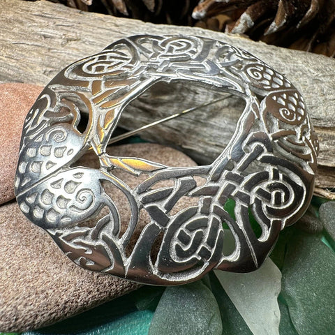 Load image into Gallery viewer, Large Celtic Birds Brooch - Handmade in Scotland