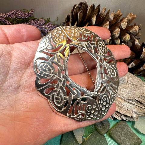 Load image into Gallery viewer, Large Celtic Birds Brooch - Handmade in Scotland