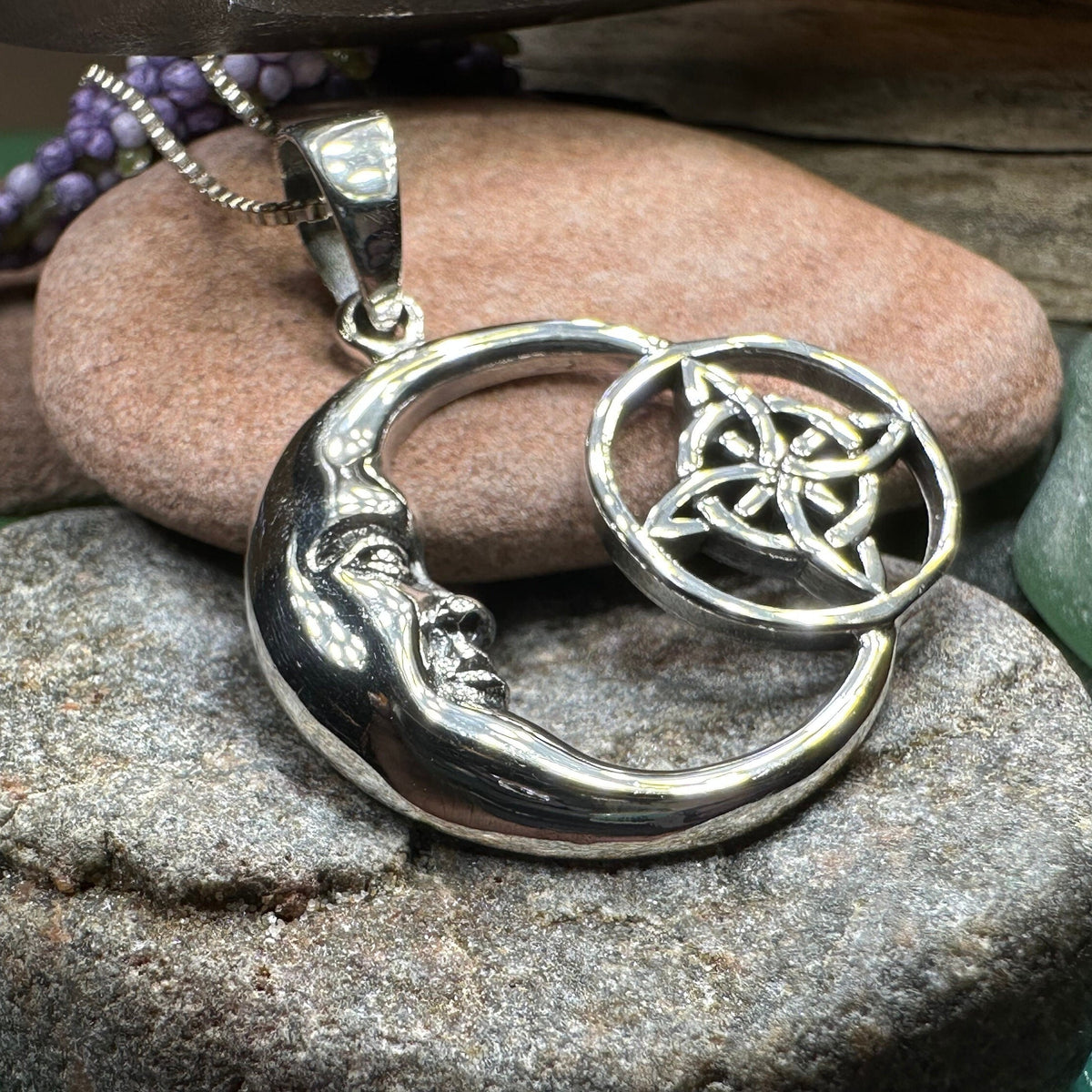 Nightdreamer Crescent Moon Necklace – Celtic Crystal Design Jewelry