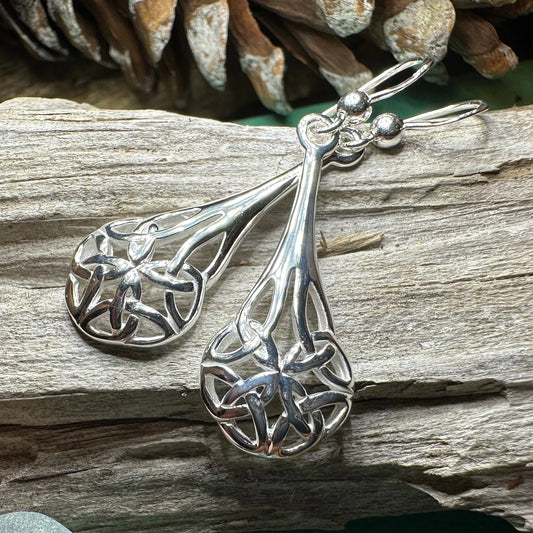 Celtic Teardrop Earrings in Sterling Silver