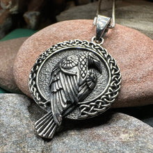 Load image into Gallery viewer, Raven Necklace, Bird Jewelry, Celtic Pendant, Silver Bird Pendant, Animal Jewelry, Pagan Jewelry, Nature Lover, Poe Jewelry, Gothic Jewelry