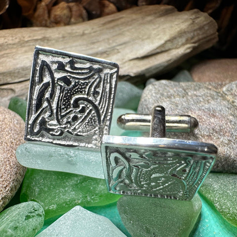 Load image into Gallery viewer, Celtic Cuff Links, Scotland Jewelry, Men's Celtic Jewelry, Boy's Irish Jewelry, Bagpiper Gift, Groom Gift, Boyfriend Gift, Husband Gift