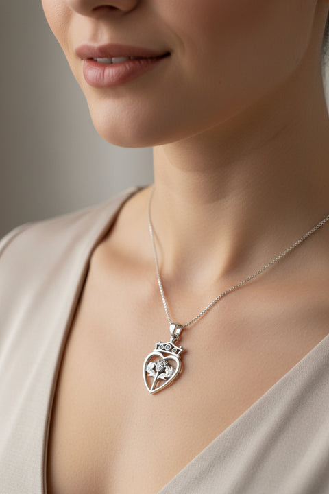 Load image into Gallery viewer, Luckenbooth Necklace, Outlander Jewelry, Scotland Jewelry, Bridal Jewelry, Amethyst Necklace, Heart Pendant, Bride Gift, Wife Gift, Mom Gift