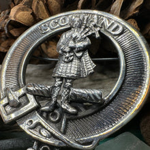 Load image into Gallery viewer, Bagpiper Brooch, Celtic Jewelry, Scottish Pin, Scotland Brooch, Celtic Brooch, Anniversary Gift, Cap Badge Pin, Bagpiper Gift, Plaid Pin