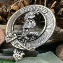Load image into Gallery viewer, Bagpiper Brooch, Celtic Jewelry, Scottish Pin, Scotland Brooch, Celtic Brooch, Anniversary Gift, Cap Badge Pin, Bagpiper Gift, Plaid Pin