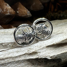 Load image into Gallery viewer, Highland Cow Earrings, Scotland Jewelry, Hairy Coo Gift, Animal Jewelry, Thistle Jewelry, Anniversary Gift, Scottish Gifts, Nature Jewelry