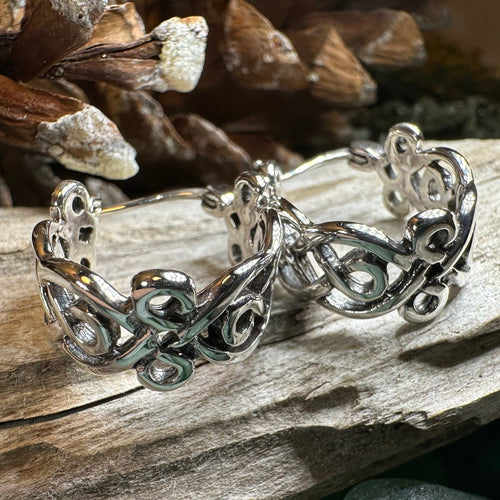 Celtic Hoop Earrings, Irish Jewelry, Scottish Earrings, Mom Gift, Hugger Hoop Earrings, Scotland Jewelry, Anniversary Gift, Graduation Gift