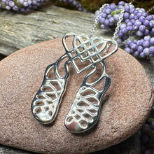 Load image into Gallery viewer, Irish Dance Shoes Necklace, Ghillies Necklace, Celtic Jewelry, Irish Dancer Gift, Girl's Ireland Pendant, Irish Soft Shoe, Dance Jewelry