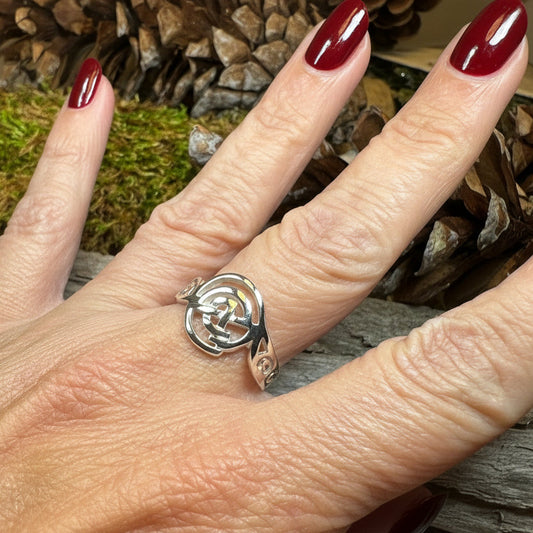 Celtic Knot Ring, Spiral Ring, Labyrinth Statement Ring, Irish Ring, Ladies Pagan Ring, Anniversary Gift, Scottish Ring, Wiccan Ring