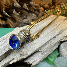 Load image into Gallery viewer, Thistle Kilt Pin, Celtic Jewelry, Scotland Jewelry, Mom Gift, Anniversary Gift, Scotland Brooch, Wiccan Jewelry, Tartan Pin, Shawl Pin