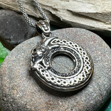 Load image into Gallery viewer, Celtic Dragon Necklace, Silver Celtic Pendant, Scottish Jewelry, Scotland Pendant, Celtic Knot Jewelry, Norse Jewelry, Men's Viking Jewelry