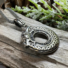 Load image into Gallery viewer, Celtic Dragon Necklace, Silver Celtic Pendant, Scottish Jewelry, Scotland Pendant, Celtic Knot Jewelry, Norse Jewelry, Men's Viking Jewelry