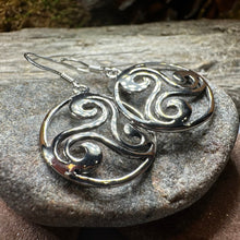 Load image into Gallery viewer, Celtic Spiral Earrings, Irish Jewelry, Viking Jewelry, Ireland Gift, Triskelion Jewelry, Triskele, Celtic Jewelry, Triple Spiral Jewelry