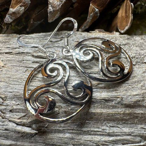 Load image into Gallery viewer, Celtic Spiral Earrings, Irish Jewelry, Viking Jewelry, Ireland Gift, Triskelion Jewelry, Triskele, Celtic Jewelry, Triple Spiral Jewelry