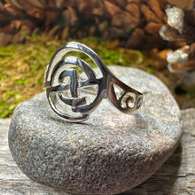 Load image into Gallery viewer, Celtic Knot Ring, Spiral Ring, Labyrinth Statement Ring, Irish Ring, Ladies Pagan Ring, Anniversary Gift, Scottish Ring, Wiccan Ring
