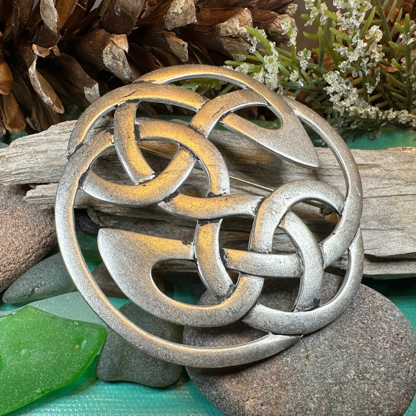 Pewter Lugh's Knot Celtic Brooch - Handmade in Scotland — view 8