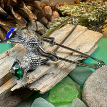 Load image into Gallery viewer, Thistle Kilt Pin, Celtic Jewelry, Scotland Jewelry, Mom Gift, Anniversary Gift, Scotland Brooch, Wiccan Jewelry, Tartan Pin, Shawl Pin