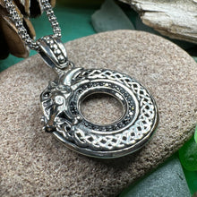 Load image into Gallery viewer, Celtic Dragon Necklace, Silver Celtic Pendant, Scottish Jewelry, Scotland Pendant, Celtic Knot Jewelry, Norse Jewelry, Men's Viking Jewelry