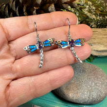 Load image into Gallery viewer, Amethyst Blue Dragonfly Earrings