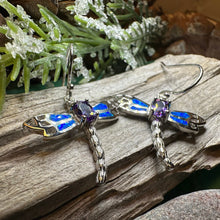 Load image into Gallery viewer, Amethyst Blue Dragonfly Earrings