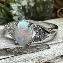 Load image into Gallery viewer, Opal Celtic Ring, Celtic Ring, Opal Engagement Ring, Silver Opal Ring, Anniversary Gift, Cocktail Ring, Birthstone Ring, Wife Gift, Mom Gift