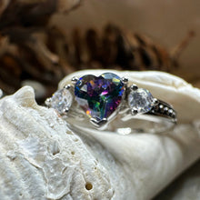 Load image into Gallery viewer, Heart Ring, Celtic Jewelry, Mystic Topaz Promise Ring, Birthstone Ring, Cocktail Ring, Anniversary Gift, Sweet 16 Gift, Girlfriend Gift