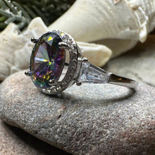 Load image into Gallery viewer, Twilight Lady Celtic Ring, Engagement Ring, Large Mystic Topaz Ring, Engagement Ring, Statement Ring, Anniversary Gift, Ladies Promise Ring