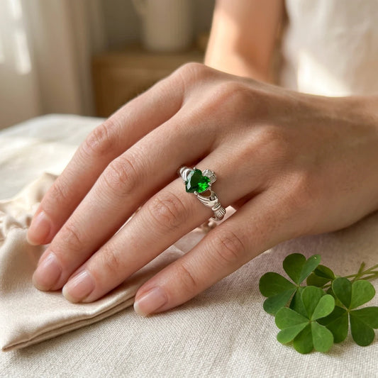 Emerald Green Claddagh Ring — view 2
