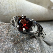 Load image into Gallery viewer, Celtic Knot Ring, Celtic Jewelry, Irish Ring, Celtic Promise Ring, Irish Jewelry, Anniversary Gift, Scottish Ring, Garnet Ring, Wife Gift