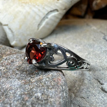 Load image into Gallery viewer, Celtic Knot Ring, Celtic Jewelry, Irish Ring, Celtic Promise Ring, Irish Jewelry, Anniversary Gift, Scottish Ring, Garnet Ring, Wife Gift