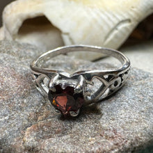 Load image into Gallery viewer, Celtic Knot Ring, Celtic Jewelry, Irish Ring, Celtic Promise Ring, Irish Jewelry, Anniversary Gift, Scottish Ring, Garnet Ring, Wife Gift