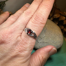Load image into Gallery viewer, Celtic Knot Ring, Celtic Jewelry, Irish Ring, Celtic Promise Ring, Irish Jewelry, Anniversary Gift, Scottish Ring, Garnet Ring, Wife Gift
