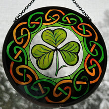 Load image into Gallery viewer, Irish Shamrock Wall Decor, Ireland Gift, Irish Stained Glass, New Home Gift, Clover Wedding Gift, Celtic Gift, Saint Patrick's Day