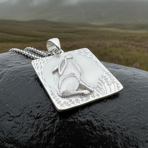 Load image into Gallery viewer, Lunar Dreamer Rabbit Necklace in Sterling Silver