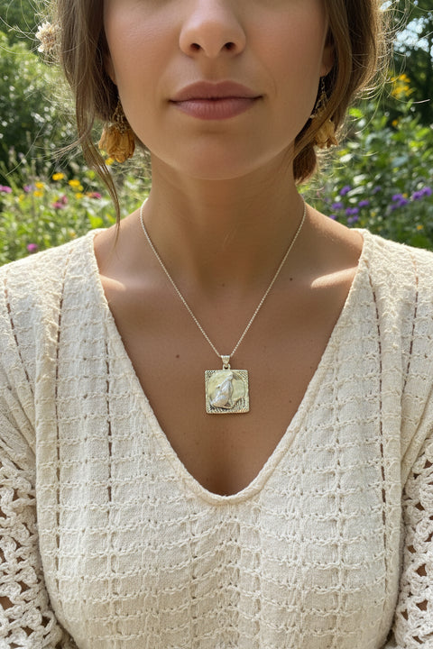 Load image into Gallery viewer, Rabbit Necklace, Nature Jewelry, Full Moon Pendant, Hare Necklace, Bunny, Animal Jewelry, New Beginnings, Inspirational Gift, Wiccan Jewelry