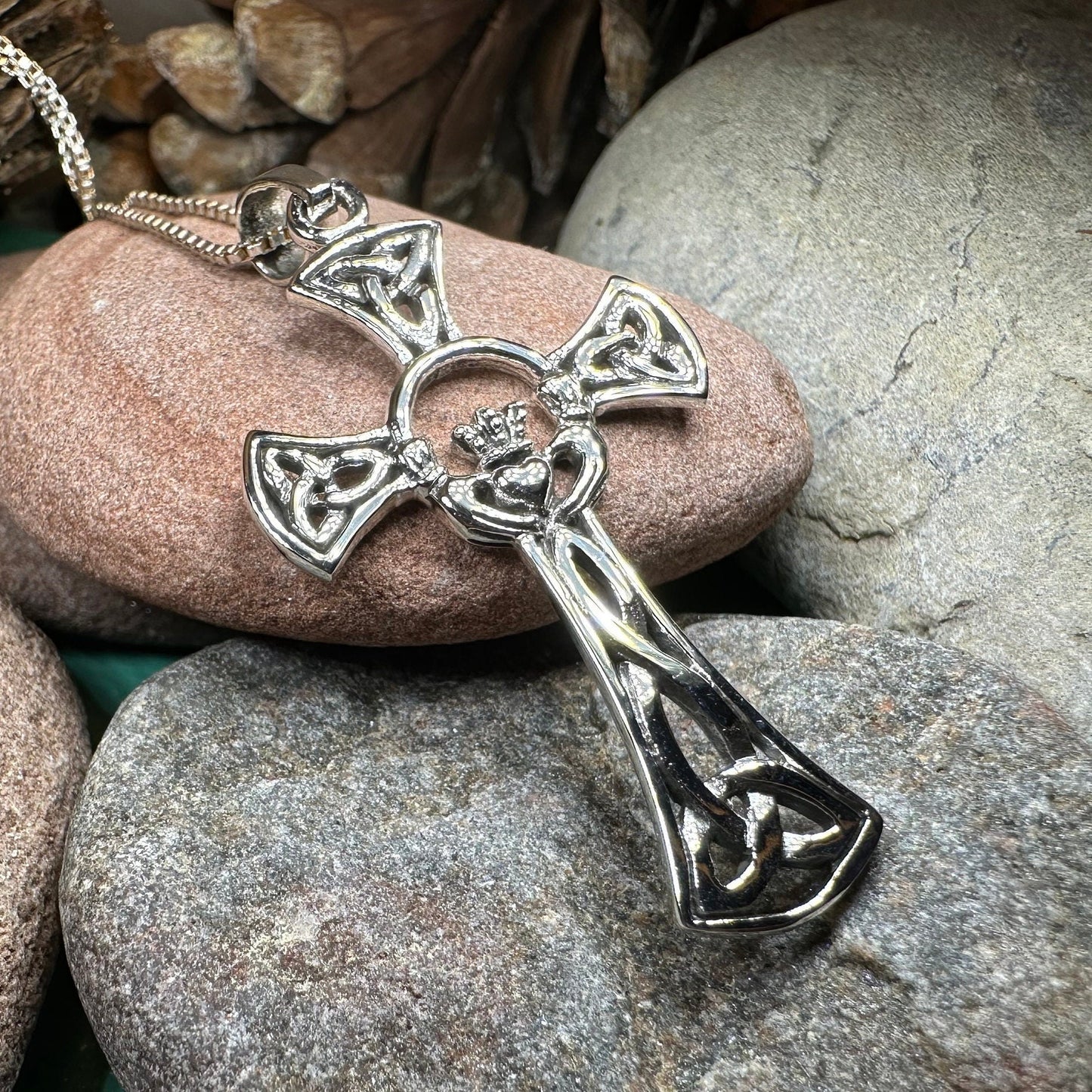 Claddagh Cross Necklace, Irish Cross, Celtic Cross Jewelry, First Communion Gift, Ireland Gift, Celtic Cross Necklace, Religious Jewelry