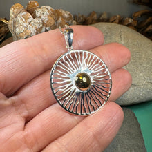 Load image into Gallery viewer, Modern Sun Necklace, Sun Pendant, Celestial Jewelry, Wiccan Jewelry, Summer Pendant, Mystical Jewelry, Anniversary Gift, Beach Jewelry