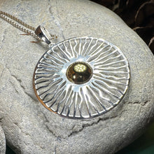 Load image into Gallery viewer, Modern Sun Necklace, Sun Pendant, Celestial Jewelry, Wiccan Jewelry, Summer Pendant, Mystical Jewelry, Anniversary Gift, Beach Jewelry