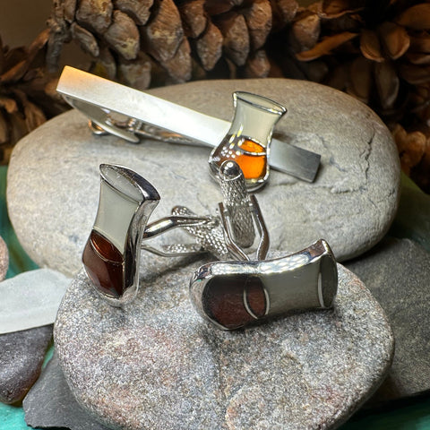 Load image into Gallery viewer, Scotch Whisky Cuff Links, Scotland Jewelry, Men's Tie Clip, Whiskey Lover Gift, Groom Gift, Boyfriend Gift, Scottish Husband Gift, Dad Gift