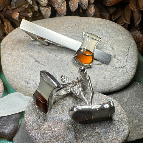 Load image into Gallery viewer, Scotch Whisky Cuff Links, Scotland Jewelry, Men's Tie Clip, Whiskey Lover Gift, Groom Gift, Boyfriend Gift, Scottish Husband Gift, Dad Gift