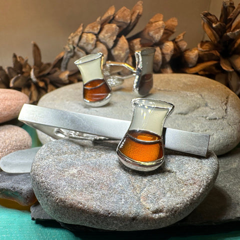 Load image into Gallery viewer, Scotch Whisky Cuff Links, Scotland Jewelry, Men's Tie Clip, Whiskey Lover Gift, Groom Gift, Boyfriend Gift, Scottish Husband Gift, Dad Gift