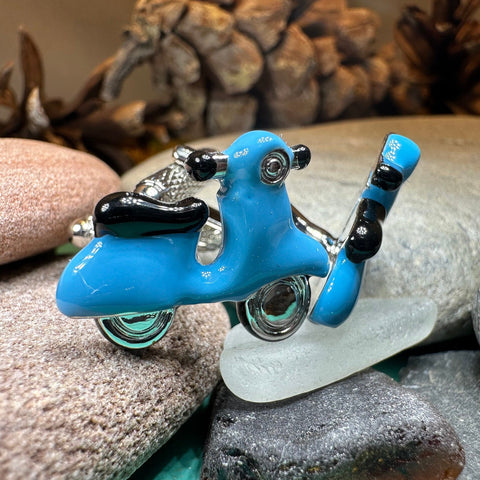 Load image into Gallery viewer, Vespa Cuff Links, Men's Jewelry, Italy Jewelry, Blue Cufflinks Gift, Groom Gift, Boyfriend Gift, Scooter Husband Gift, Unique Cuff Links