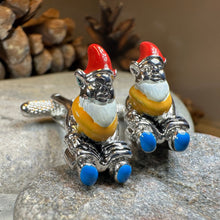 Load image into Gallery viewer, Gnome Cuff Links, Gardener Jewelry, Men's Irish Jewelry, Ireland Jewelry Gift, Groom Gift, Boyfriend Gift, Husband Gift, Scottish Cufflinks