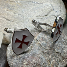 Load image into Gallery viewer, Knight's Templar Cuff Links, Cross Jewelry, Men's Christian Jewelry, Groom Gift, Boyfriend Gift, Husband Gift, Medieval Cufflinks, Dad Gift