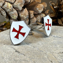Load image into Gallery viewer, Knight's Templar Cuff Links, Cross Jewelry, Men's Christian Jewelry, Groom Gift, Boyfriend Gift, Husband Gift, Medieval Cufflinks, Dad Gift