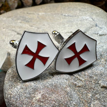 Load image into Gallery viewer, Knight's Templar Cuff Links, Cross Jewelry, Men's Christian Jewelry, Groom Gift, Boyfriend Gift, Husband Gift, Medieval Cufflinks, Dad Gift