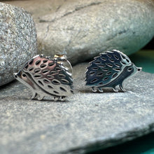 Load image into Gallery viewer, Hedgehog Earrings, Nature Stud Earrings, Cute Animal Jewelry, Woodland Animals, Forest, Hiker Gift, Girls Post Earrings, Animal Lover Gift