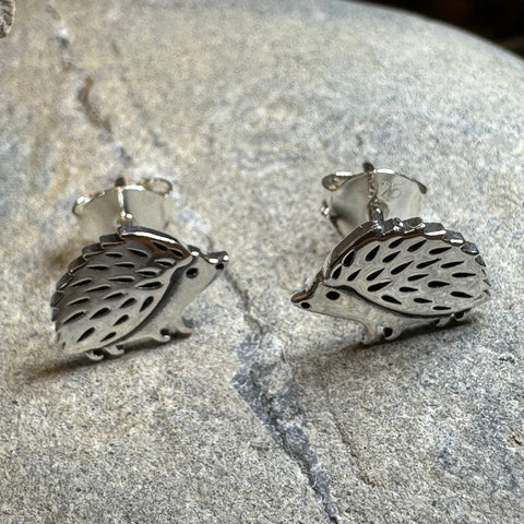 Load image into Gallery viewer, Hedgehog Earrings, Nature Stud Earrings, Cute Animal Jewelry, Woodland Animals, Forest, Hiker Gift, Girls Post Earrings, Animal Lover Gift