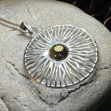 Load image into Gallery viewer, Modern Sun Necklace, Sun Pendant, Celestial Jewelry, Wiccan Jewelry, Summer Pendant, Mystical Jewelry, Anniversary Gift, Beach Jewelry